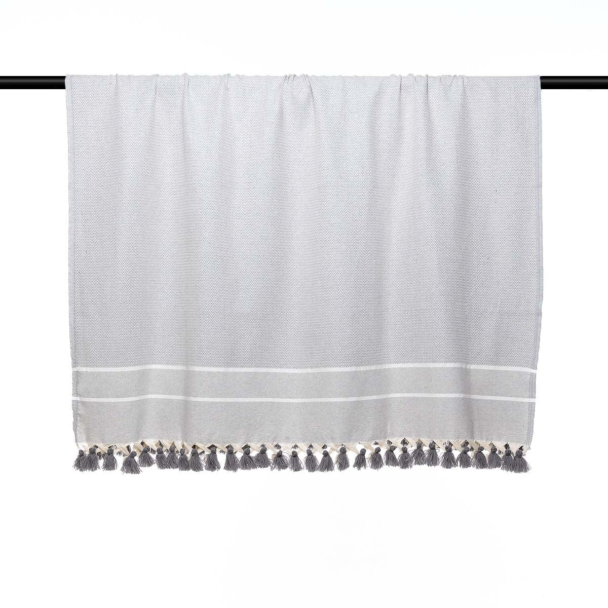 Plaid coton gris perle STOCKHOLM    febronie.com