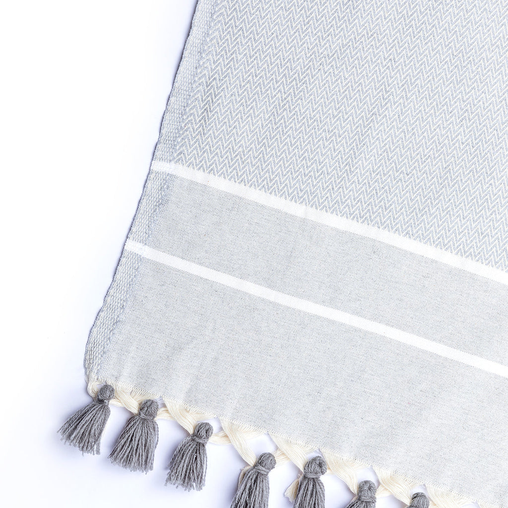 Plaid coton gris perle STOCKHOLM    febronie.com