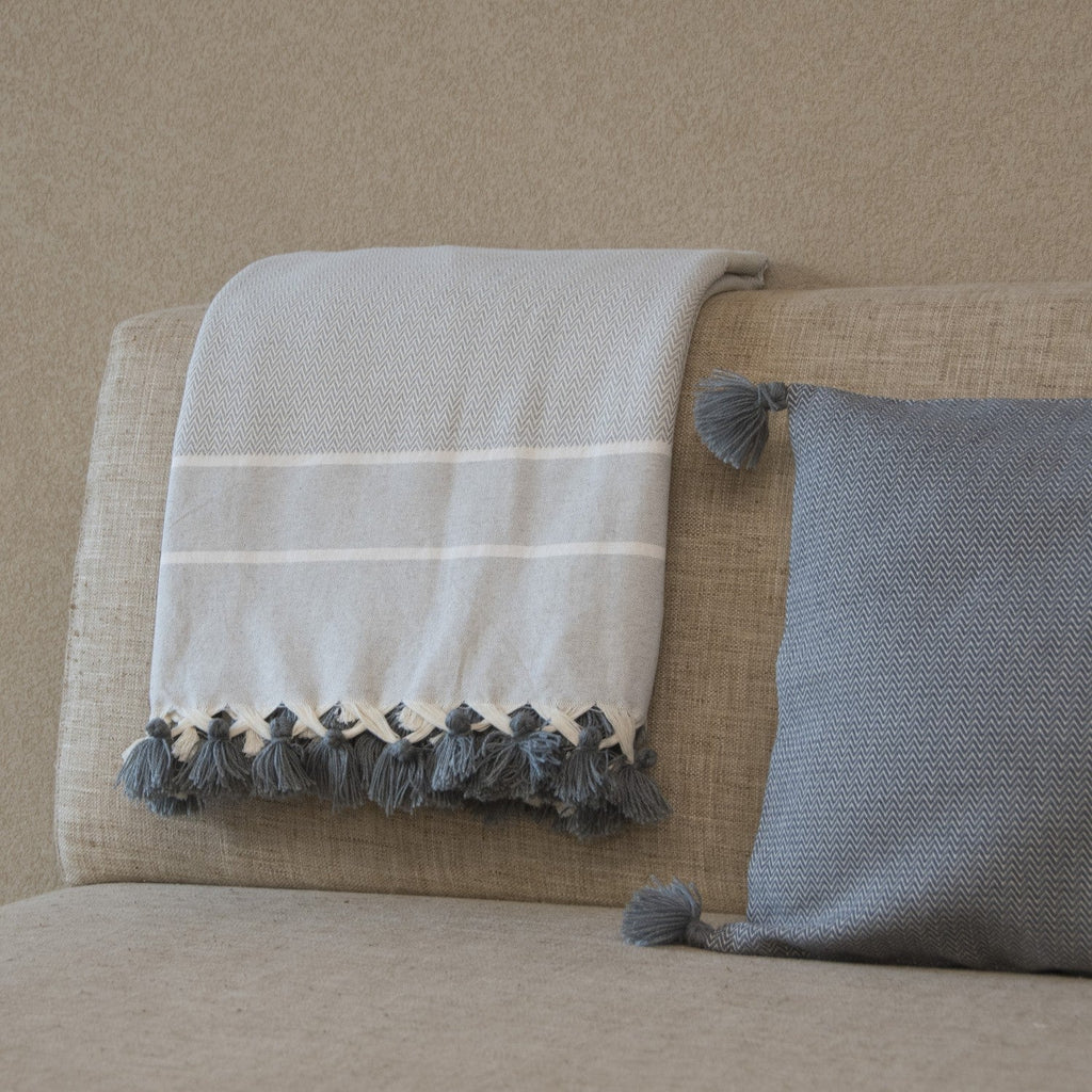 Plaid coton gris perle STOCKHOLM    febronie.com