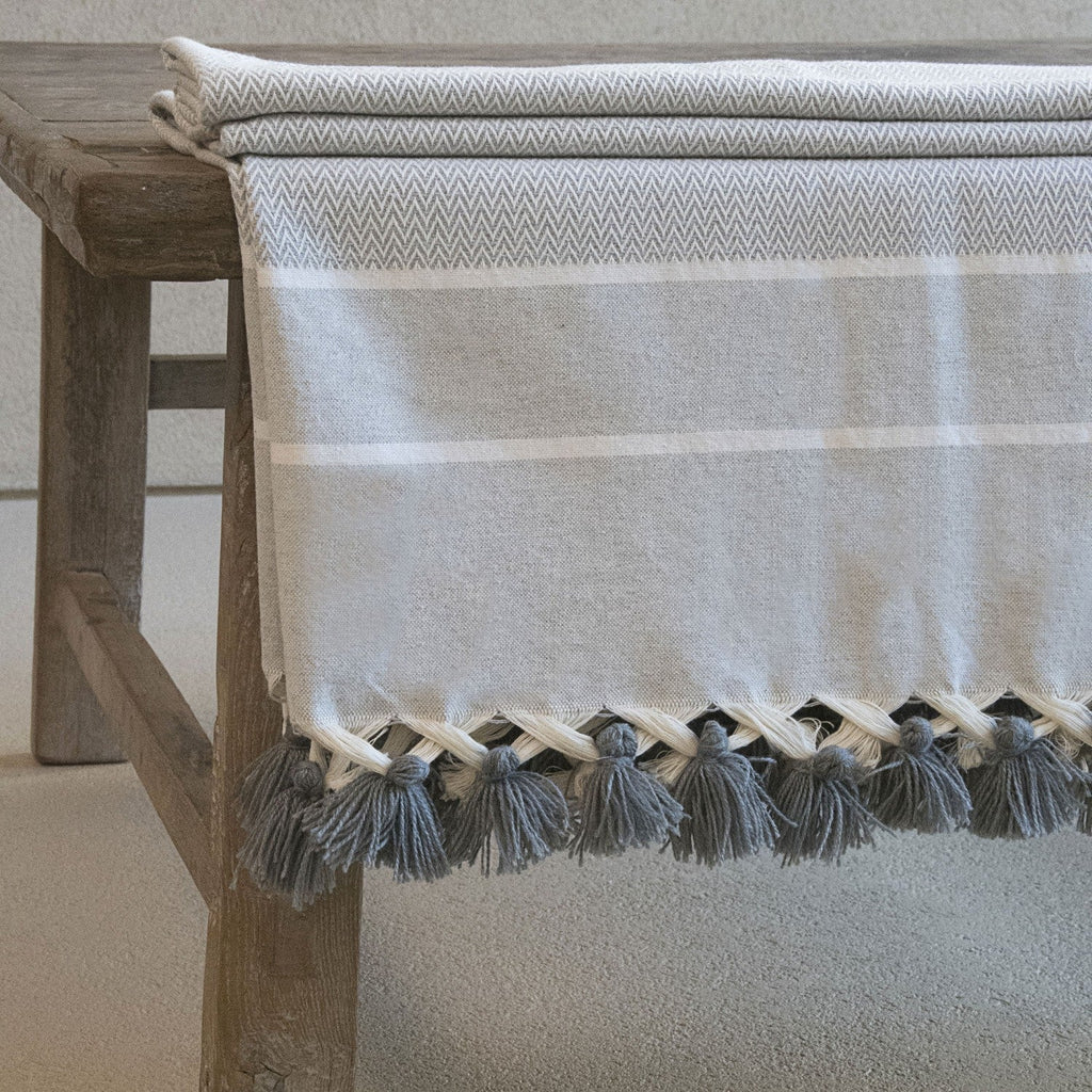 Plaid coton gris perle STOCKHOLM    febronie.com