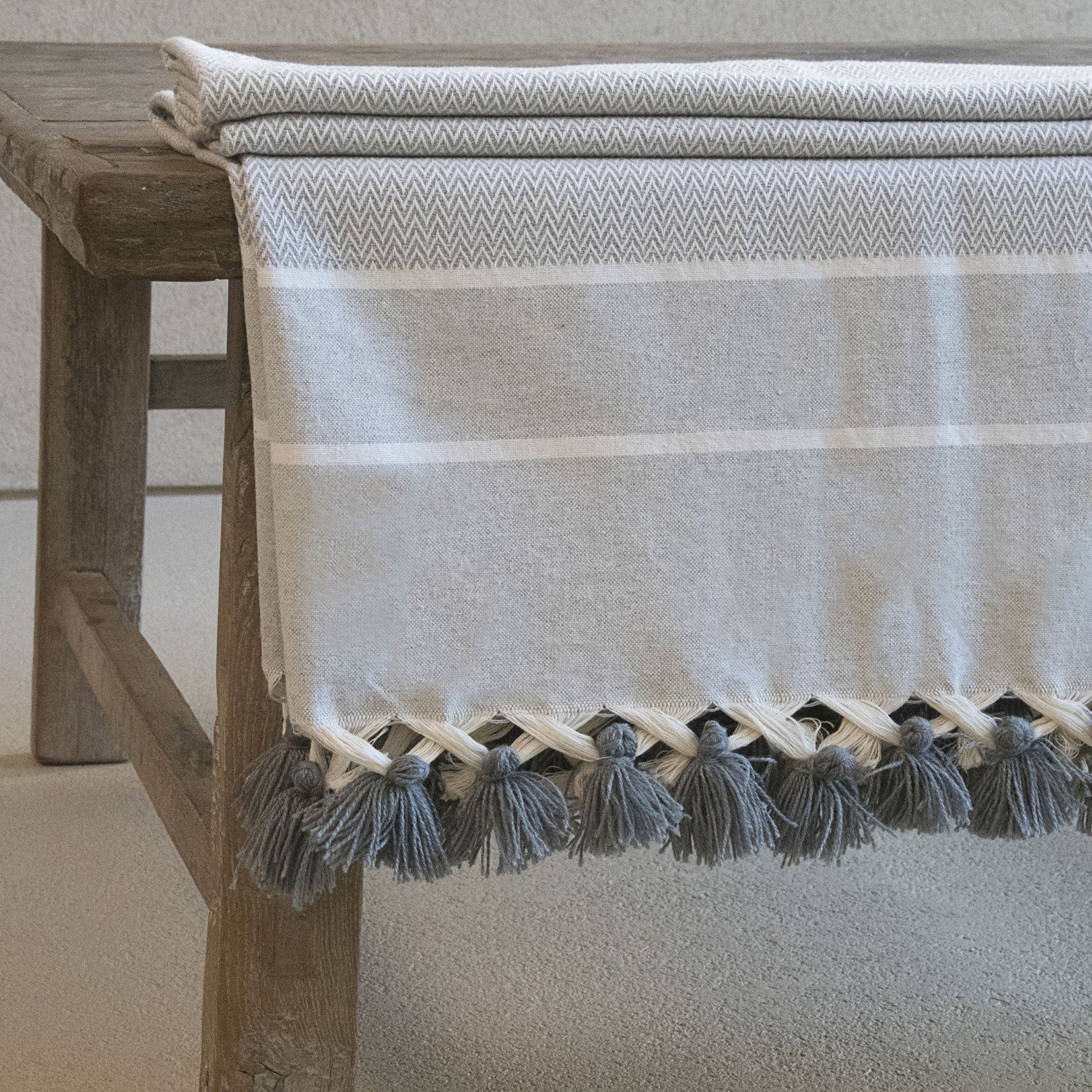 Plaid coton gris perle STOCKHOLM    febronie.com
