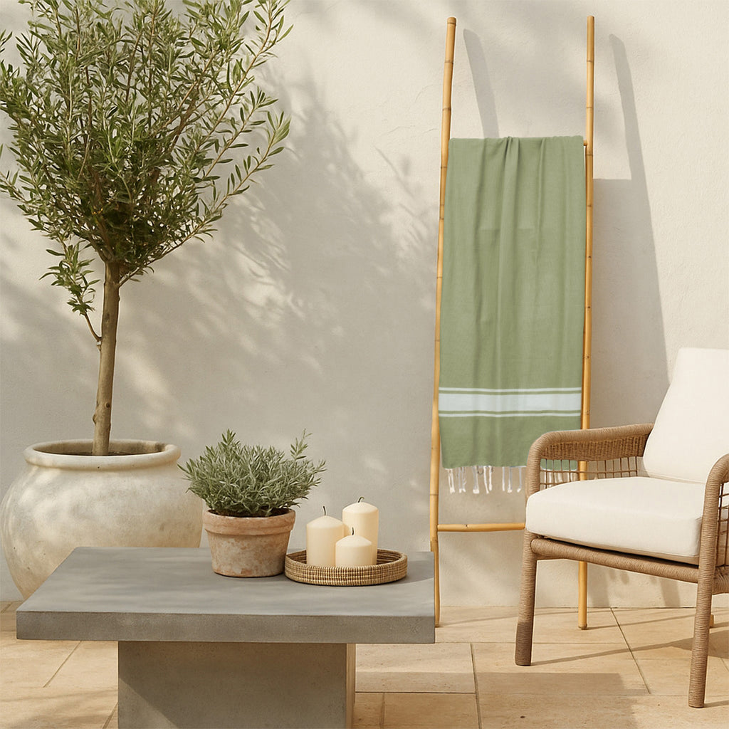 Fouta coton 100x200 ST TROPEZ vert amande