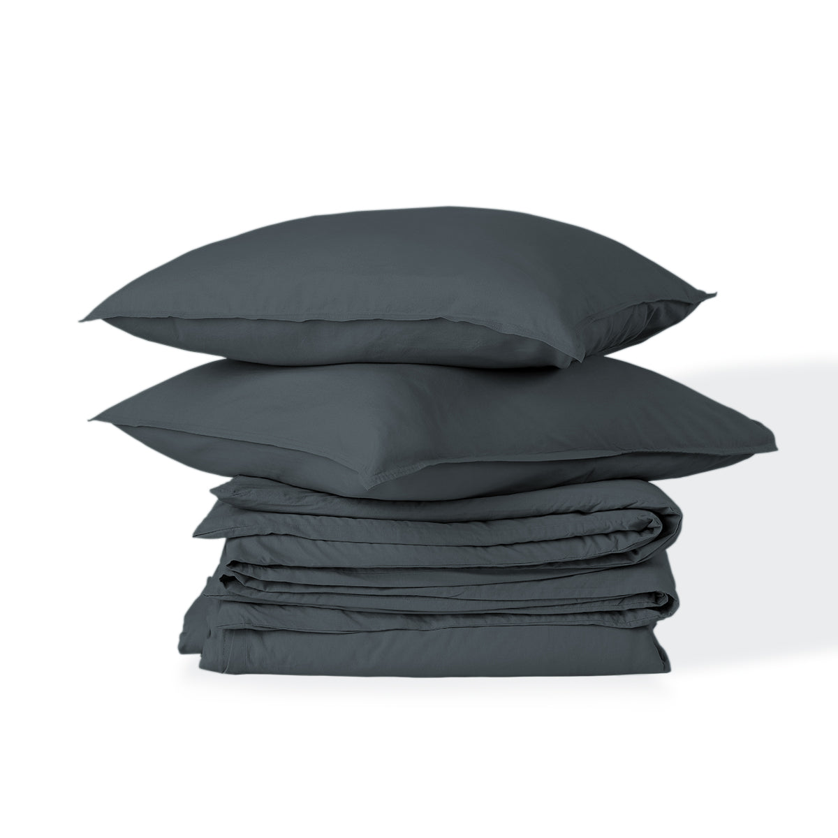 Parure + taies 50x70 coton lavé bleu orage LUNA