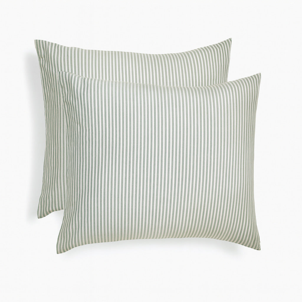 Taie d'oreiller (x2) coton lavé vert céladon LUNAR