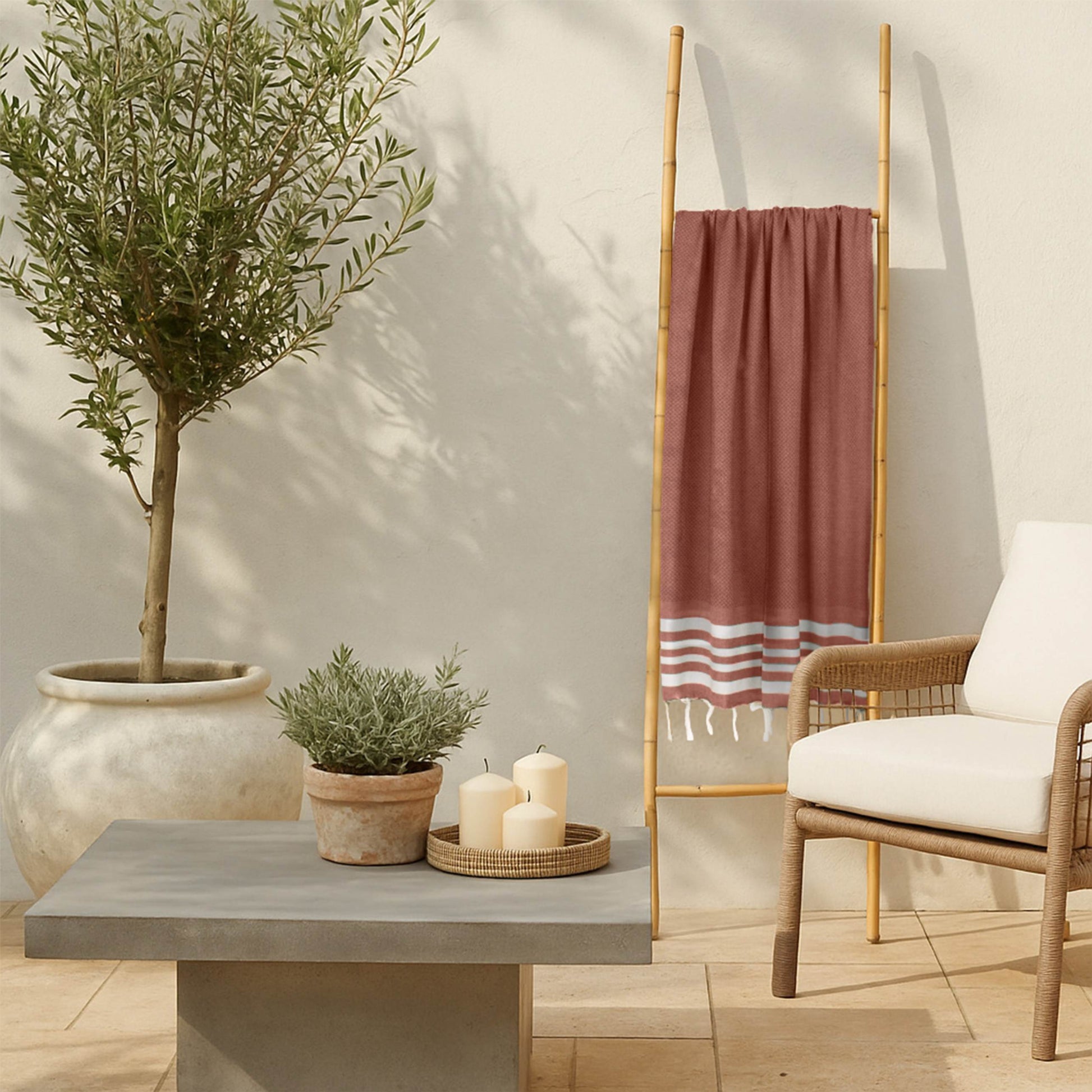 Fouta coton 100x200 NEWPORT rouge tomette