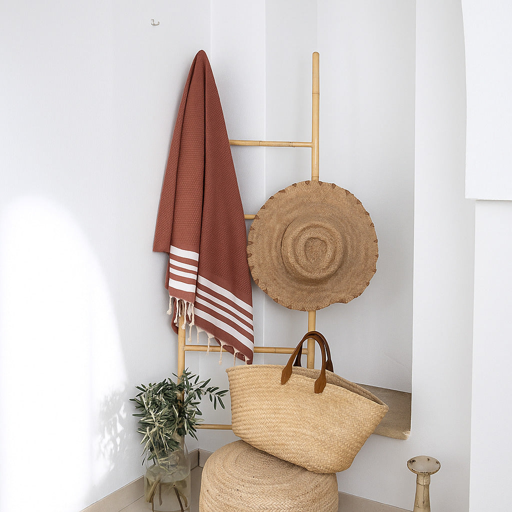 Fouta coton 100x200 NEWPORT rouge tomette