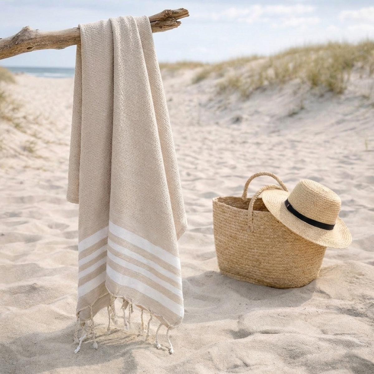 Fouta coton 100x200 NEWPORT beige lin