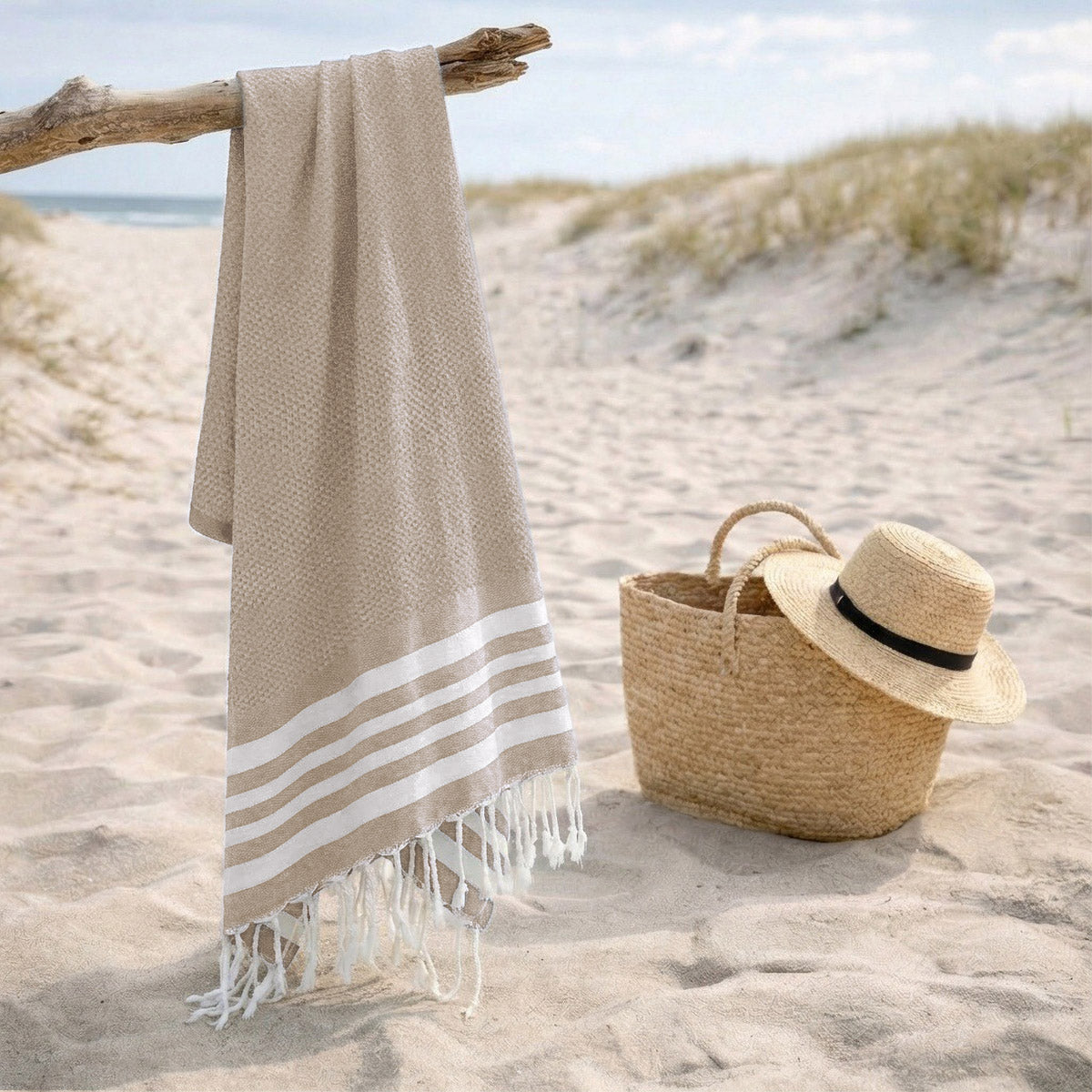 Fouta coton 100x200 NEWPORT beige lin