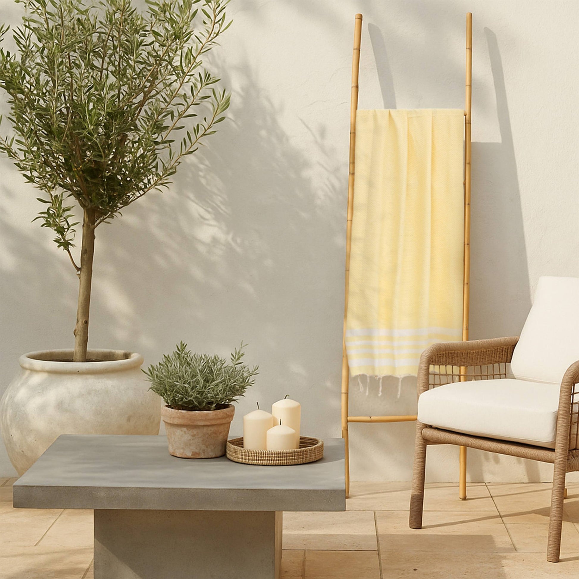 Fouta coton 100x200 NEWPORT jaune pâle