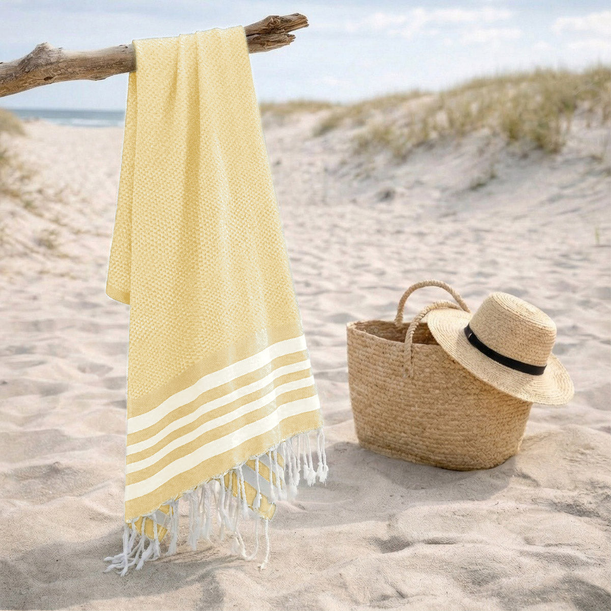 Fouta coton 100x200 NEWPORT jaune pâle
