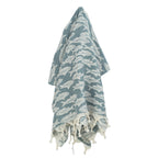 Fouta jacquard coton 100x200 POISSON vert sauge