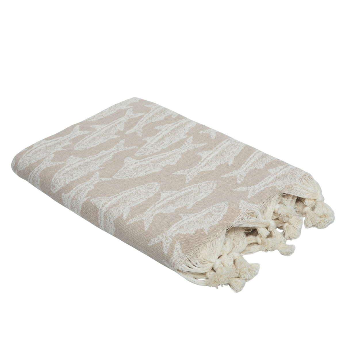 Fouta jacquard coton 100x200 POISSON beige