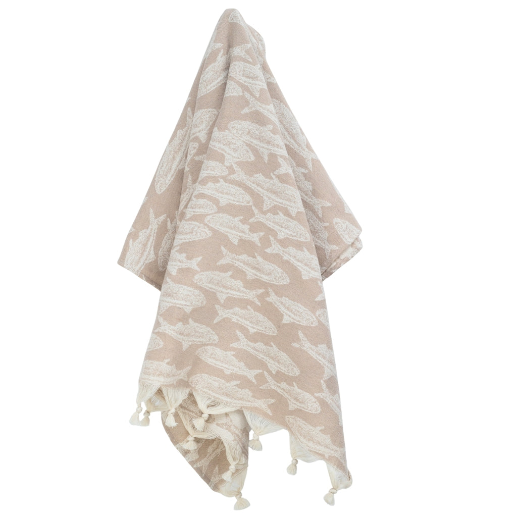 Fouta jacquard coton 100x200 POISSON beige