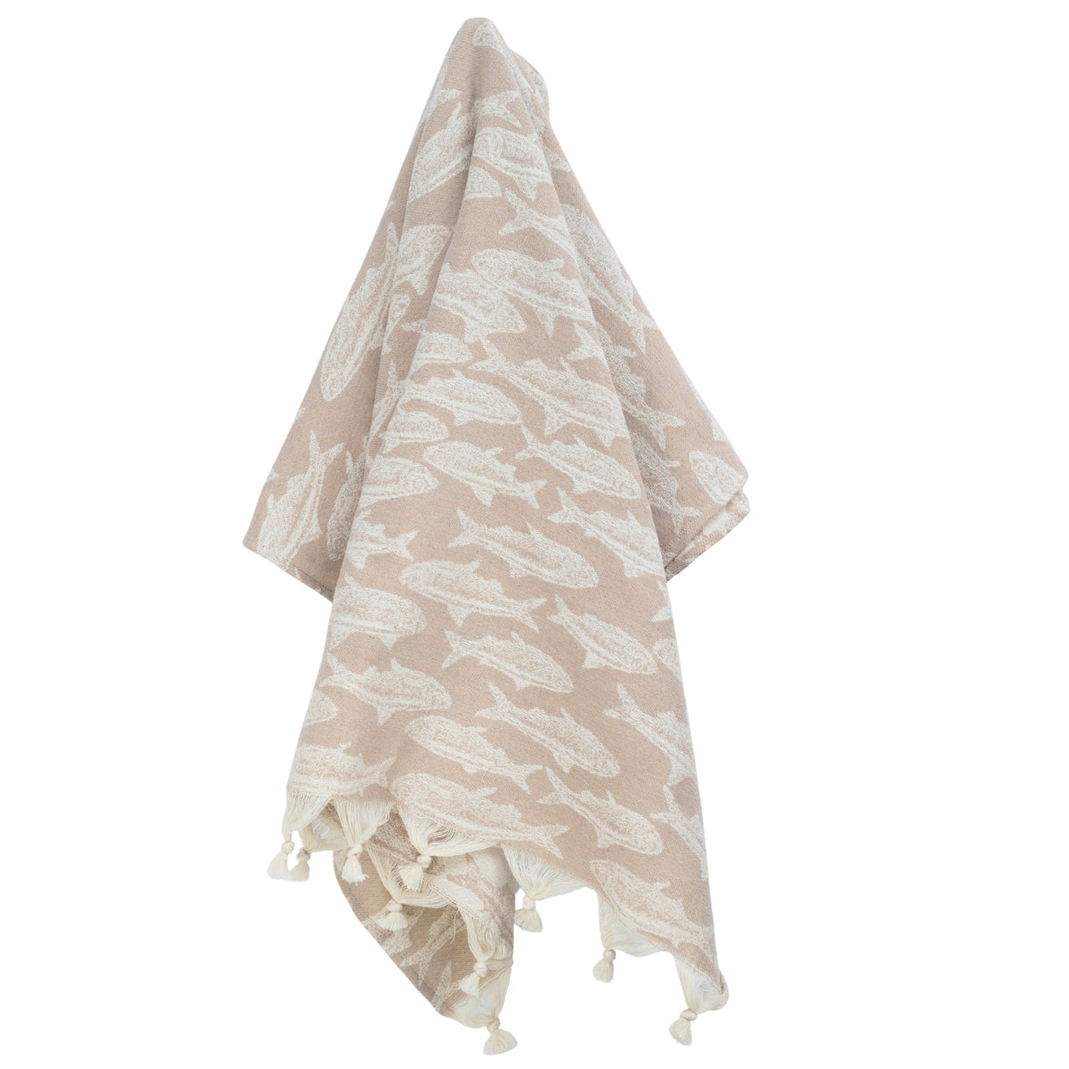 Fouta jacquard coton 100x200 POISSON beige