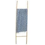 Fouta jacquard coton 100x200 FEUILLE bleu jean