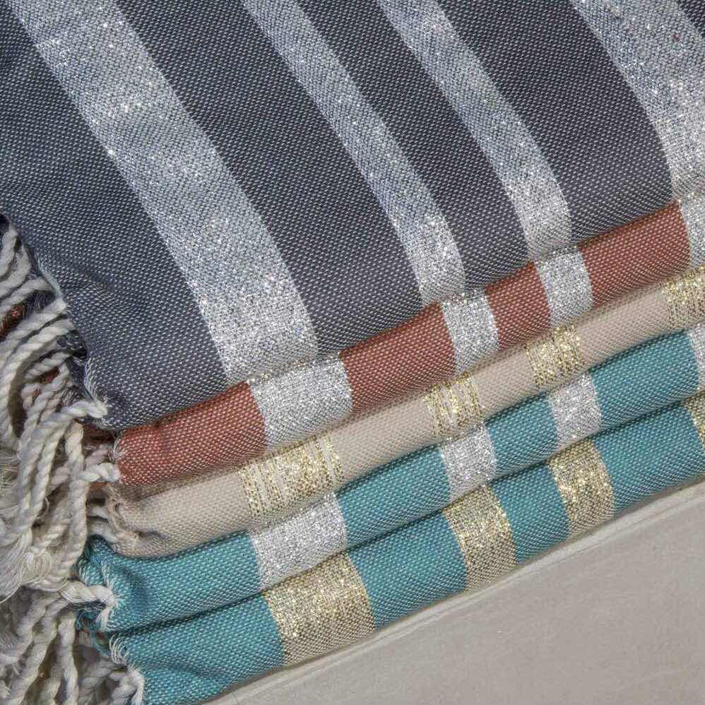 Fouta nid d'abeille lurex coton HAMPTONS 100x200