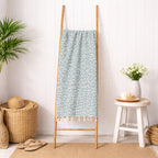 Fouta jacquard coton 100x200 FEUILLE vert sauge