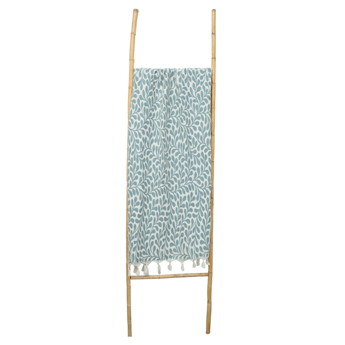 Fouta jacquard coton 100x200 FEUILLE vert sauge