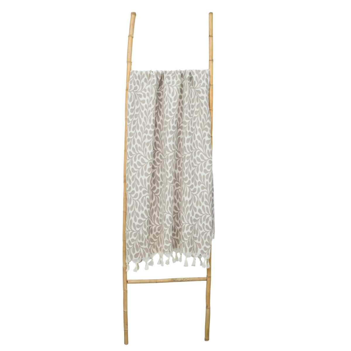Fouta jacquard coton 100x200 FEUILLE taupe clair