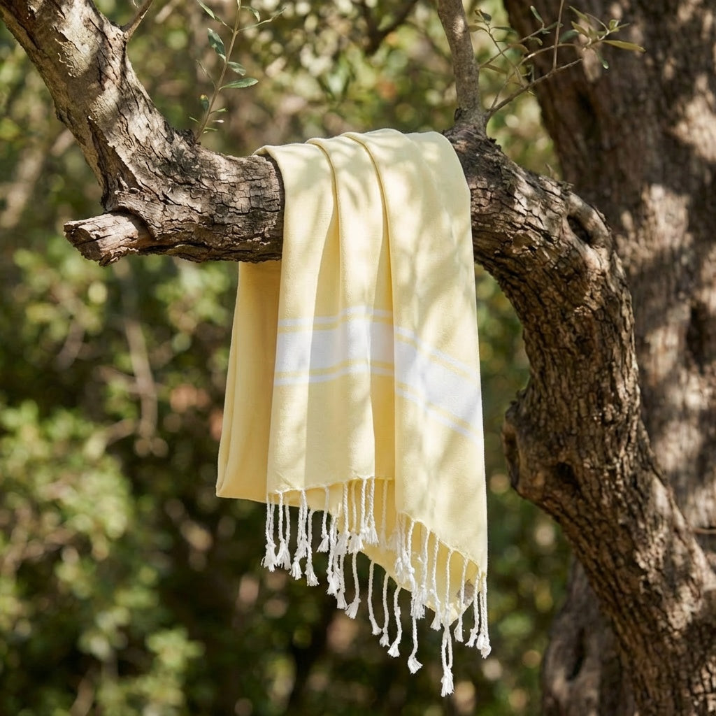 Fouta coton 100x200 ST TROPEZ jaune pâle