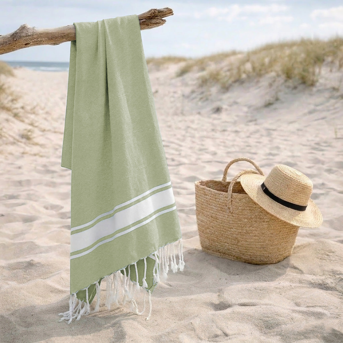 Fouta coton 100x200 ST TROPEZ vert amande