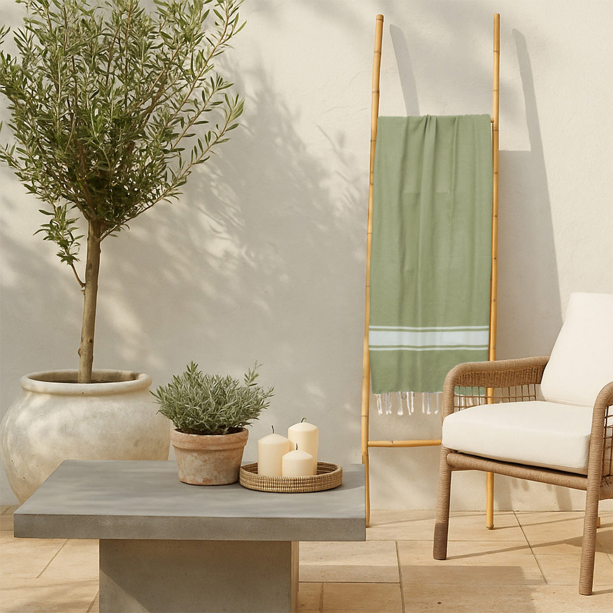 Fouta coton 100x200 ST TROPEZ vert amande