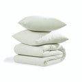 Parure + taies 65x65 coton lavé vert céladon LUNAR - 260x240+2(65x65) cm