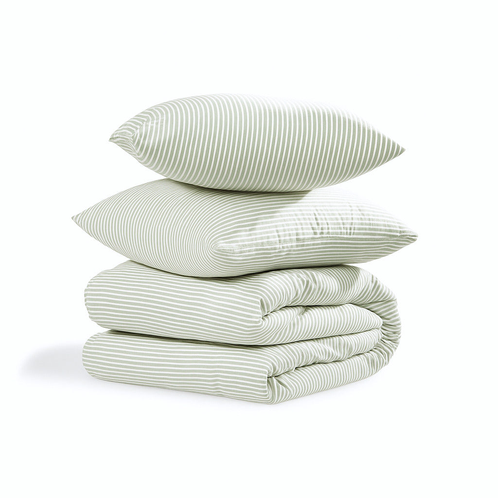 Parure + taies 65x65 coton lavé vert céladon LUNAR