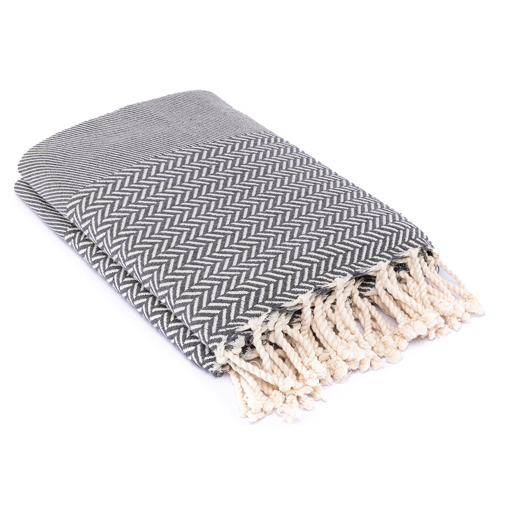 Plaid coton gris moyen OSLO    febronie.com