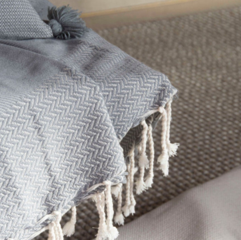 Plaid coton gris moyen OSLO    febronie.com
