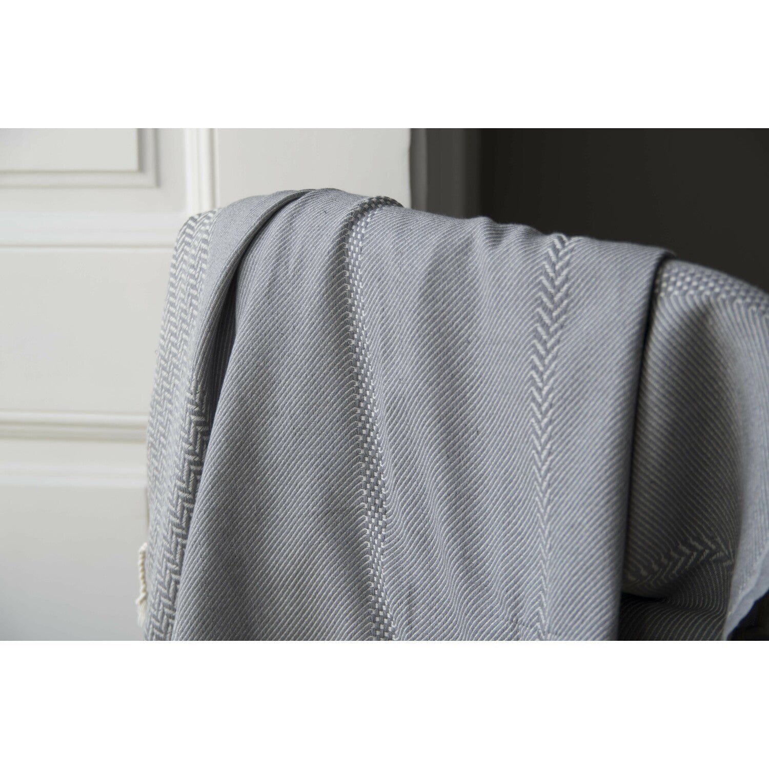 Plaid coton gris moyen OSLO    febronie.com