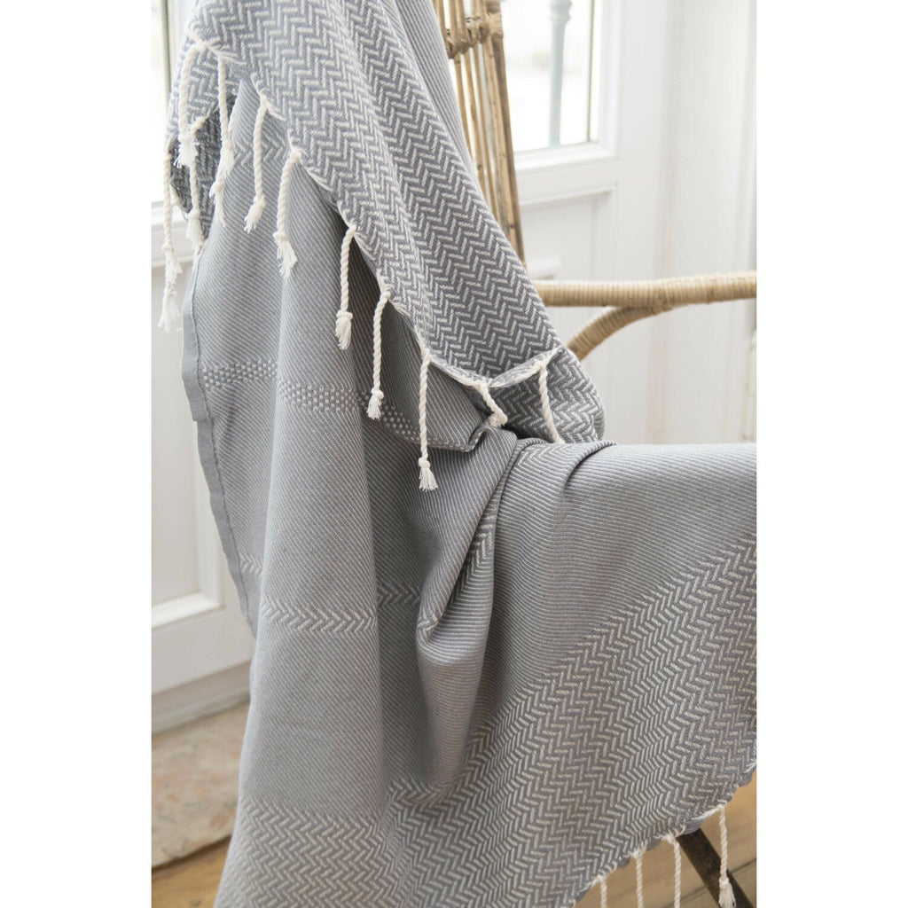 Plaid coton gris moyen OSLO    febronie.com