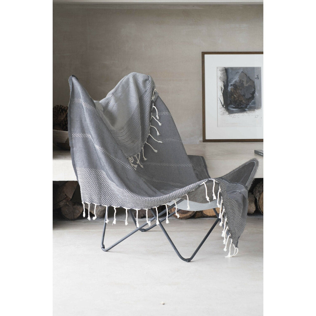 Plaid coton gris moyen OSLO    febronie.com