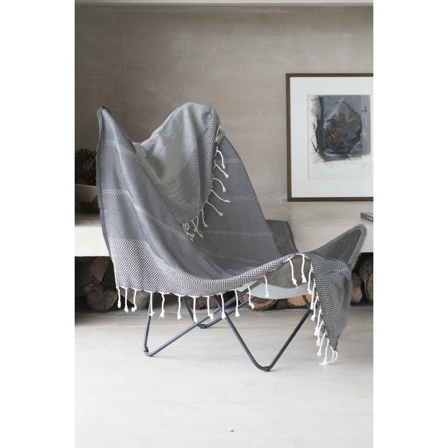 Plaid coton gris moyen OSLO    febronie.com
