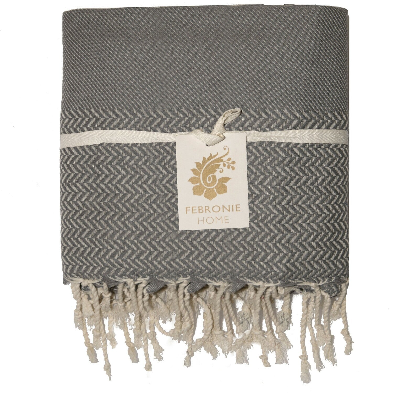 Plaid coton gris moyen OSLO    febronie.com