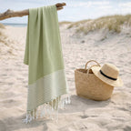Fouta nid d'abeille coton 100x200 IBIZA Vert amande