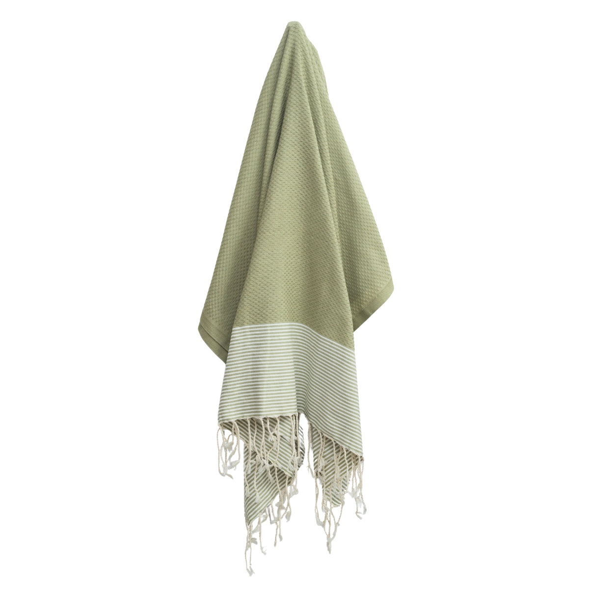 Fouta nid d'abeille coton 100x200 IBIZA Vert amande
