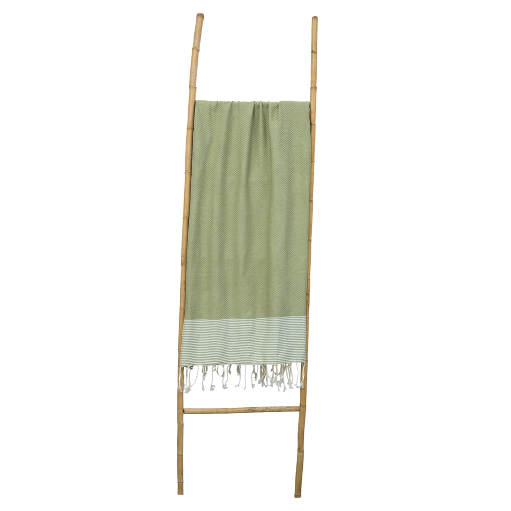 Fouta nid d'abeille coton 100x200 IBIZA Vert amande