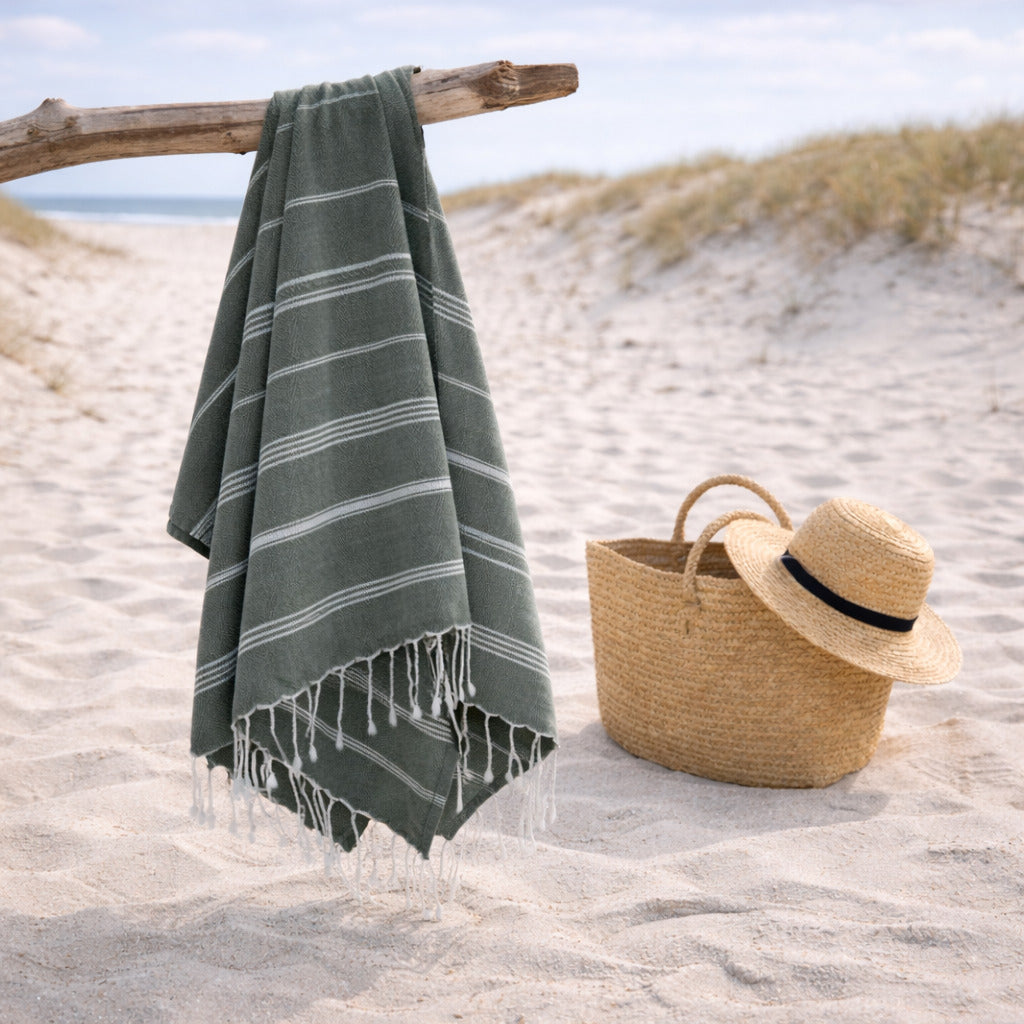 Fouta coton 100x200 MYKONOS vert olive