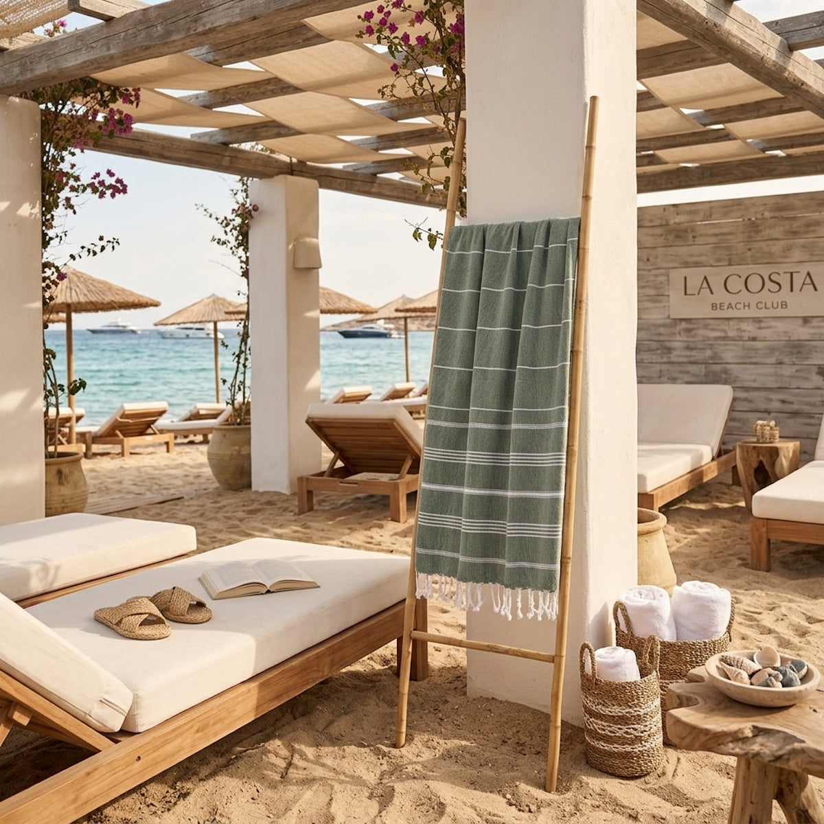 Fouta coton 100x200 MYKONOS vert olive