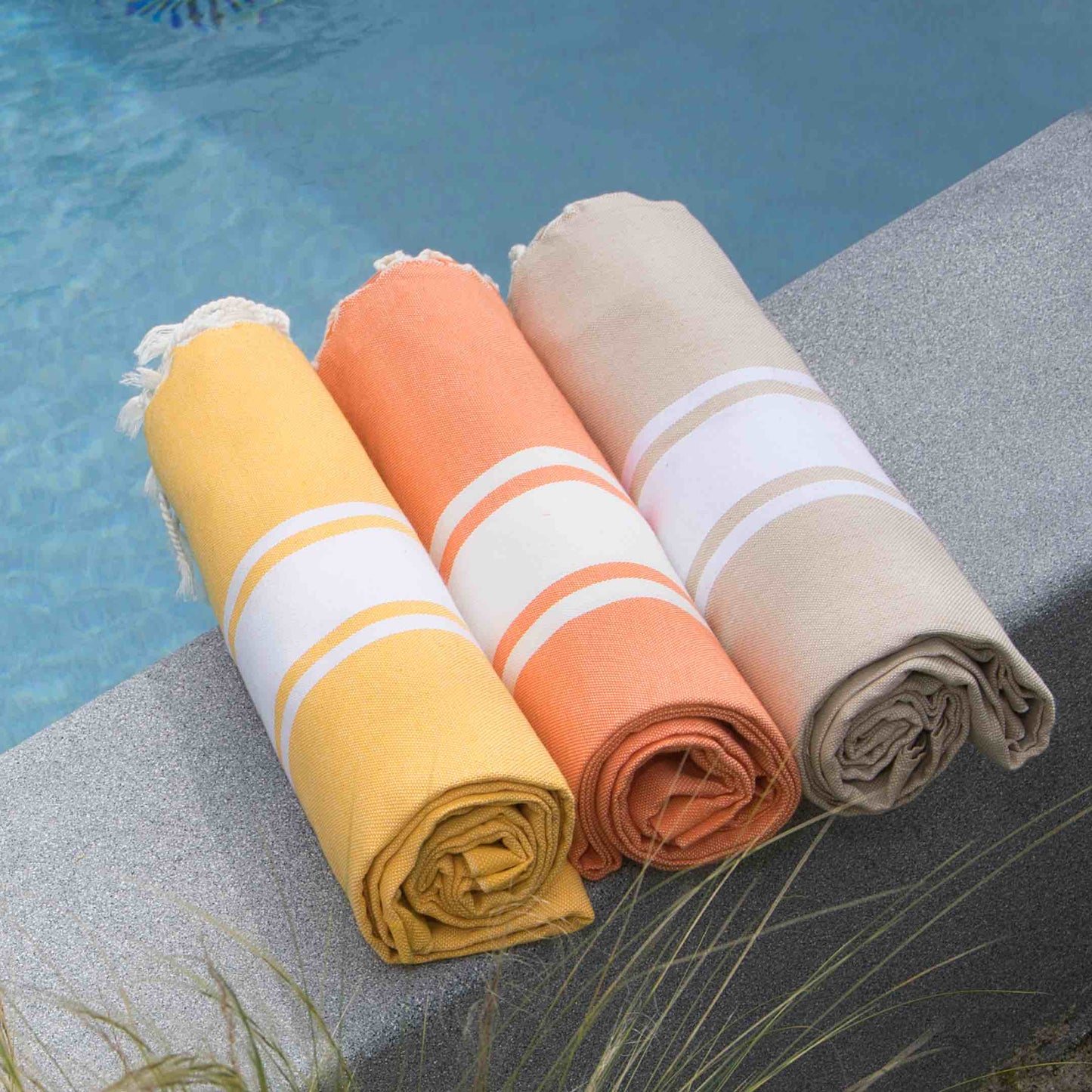 Fouta bande blanche coton ST TROPEZ 100x200