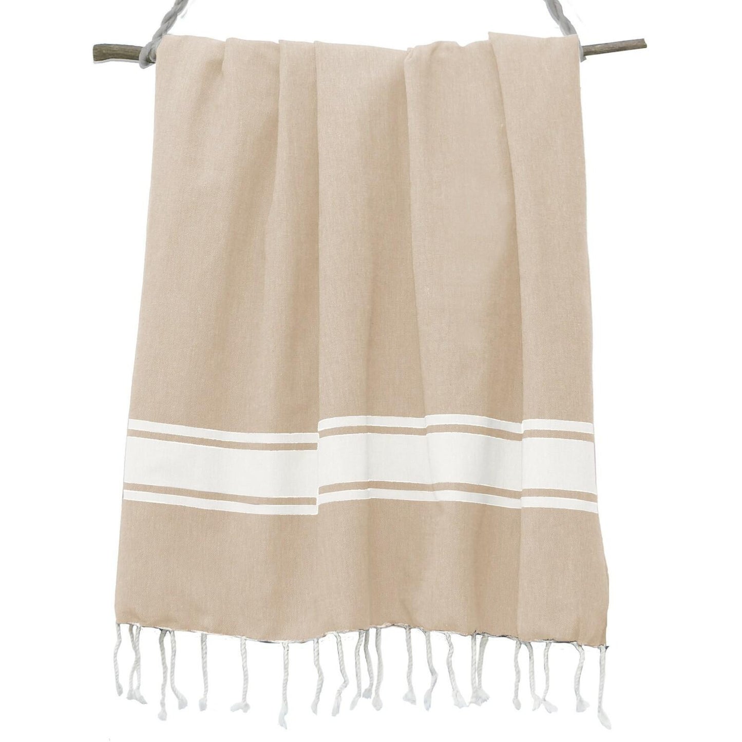 Fouta bande blanche coton ST TROPEZ 100x200