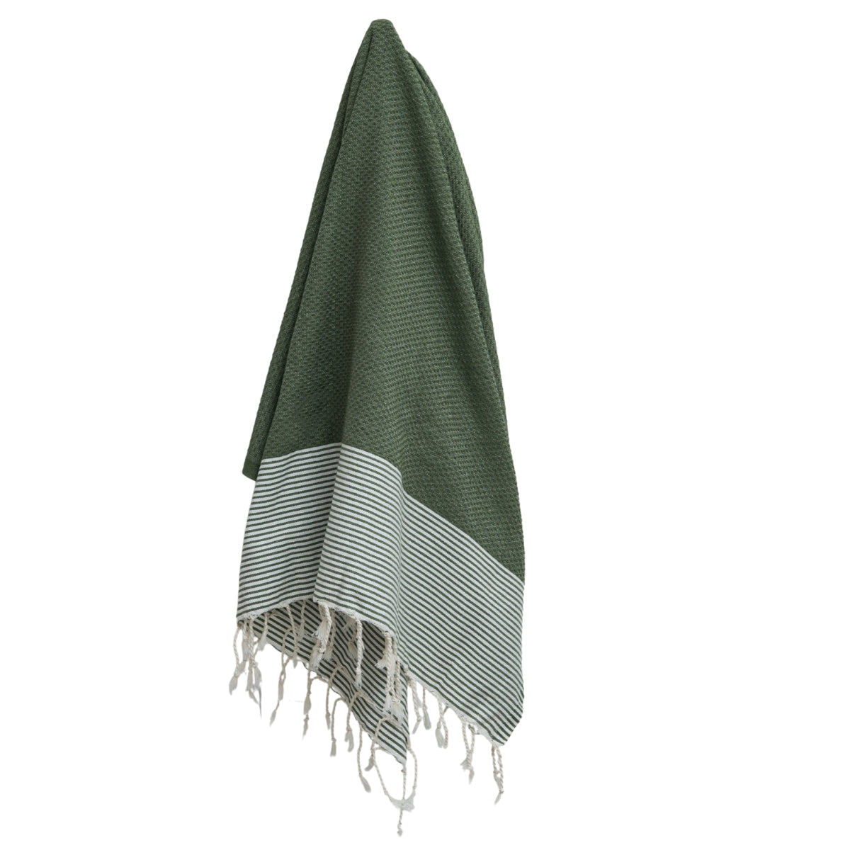 Fouta nid d'abeille coton 100x200 IBIZA Vert olive