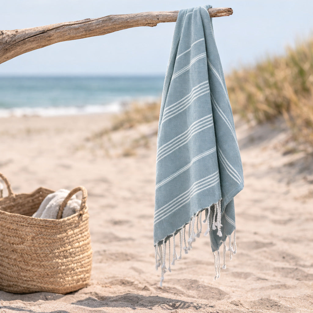 Fouta coton 100x200 MYKONOS vert sauge