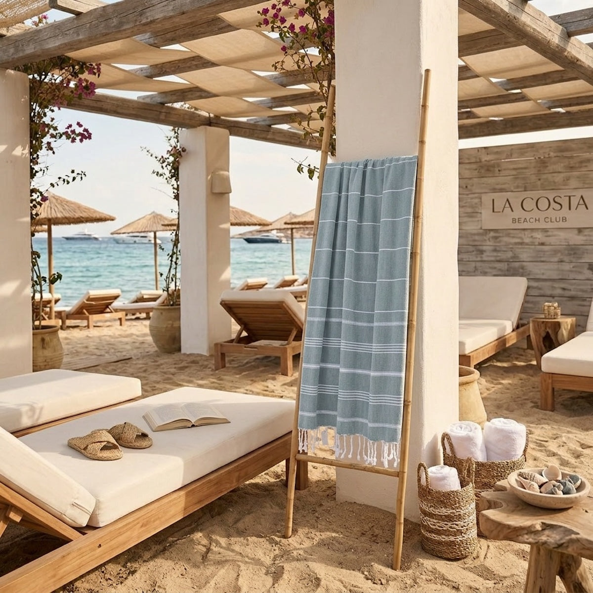 Fouta coton 100x200 MYKONOS vert sauge