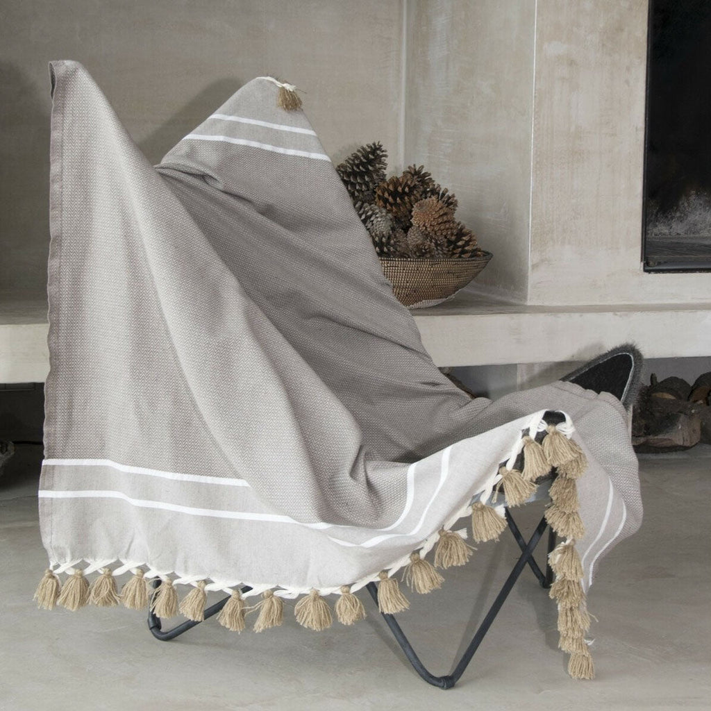Plaid coton taupe STOCKHOLM    febronie.com