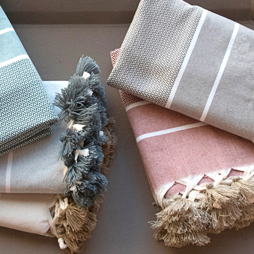Plaid coton taupe STOCKHOLM    febronie.com