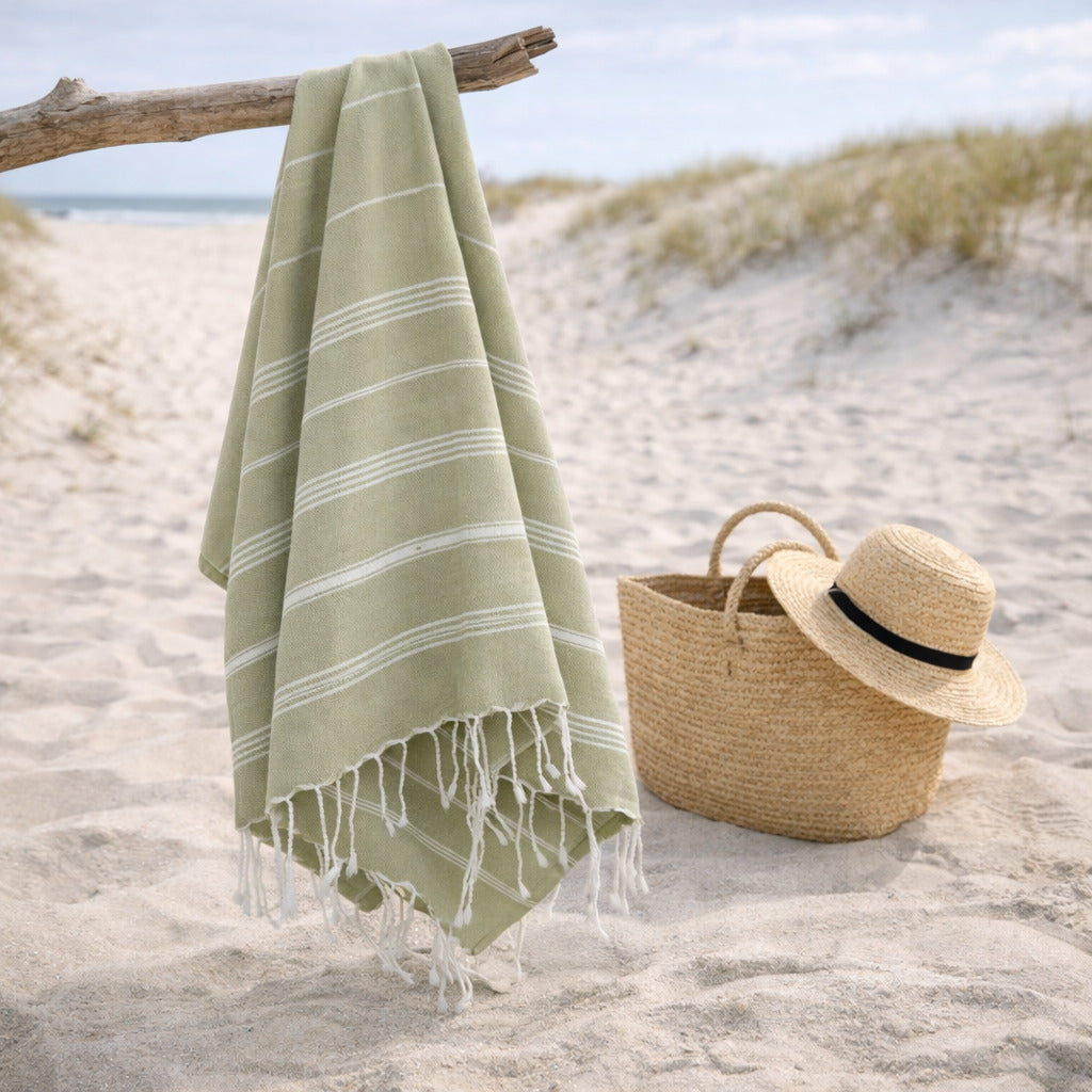 Fouta coton 100x200 MYKONOS vert amande