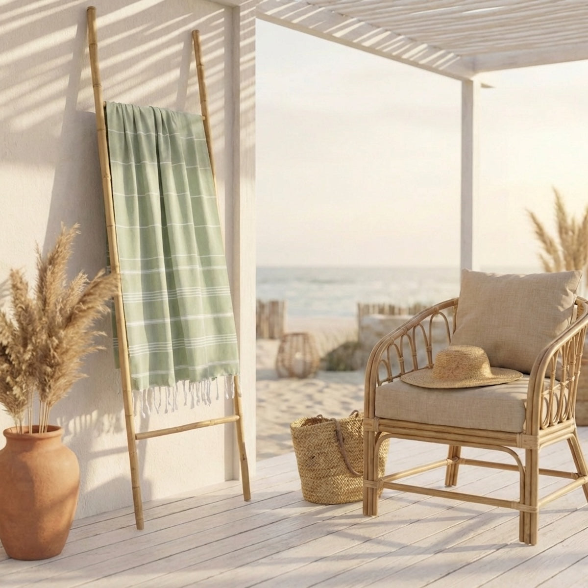 Fouta coton 100x200 MYKONOS vert amande