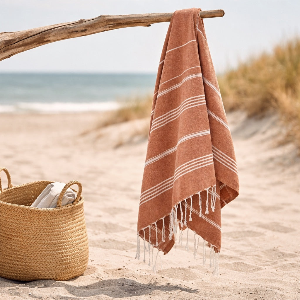 Fouta coton 100x200 MYKONOS terracotta